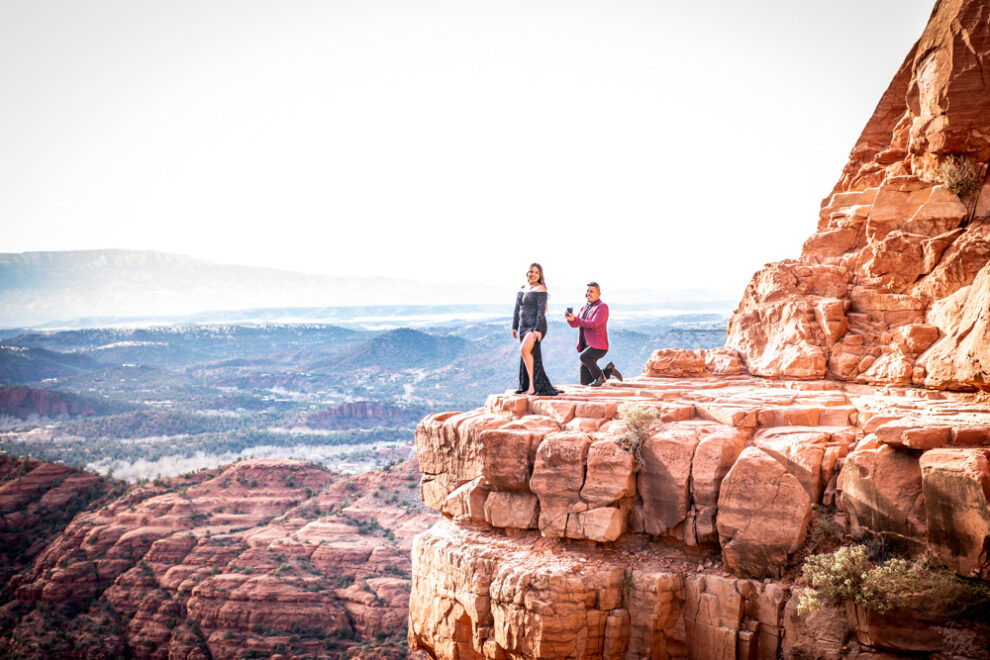 Cathedral Rock surprise proposal photographer