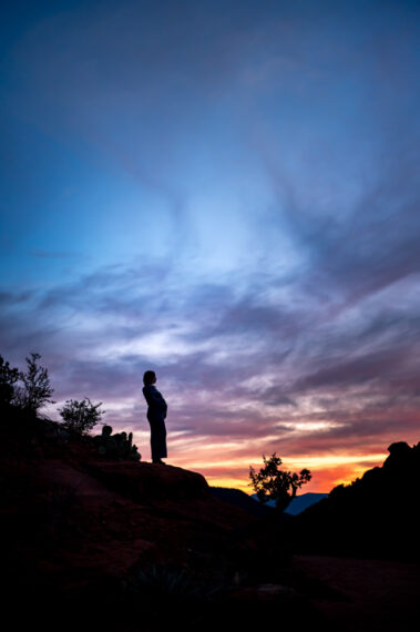 silhouette maternity photo in Sedona