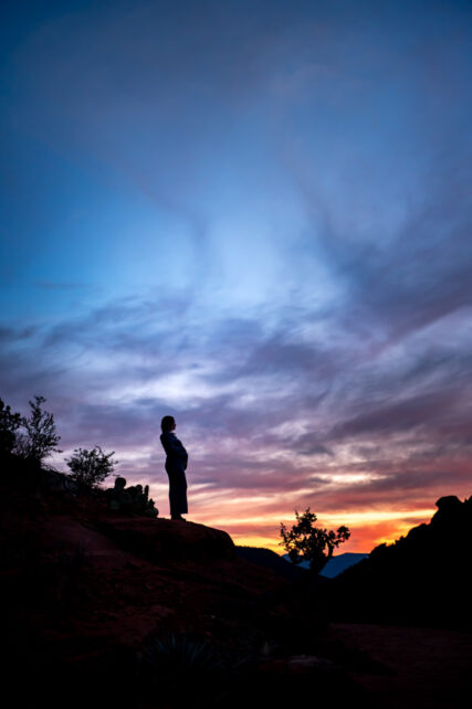 silhouette maternity photo in Sedona